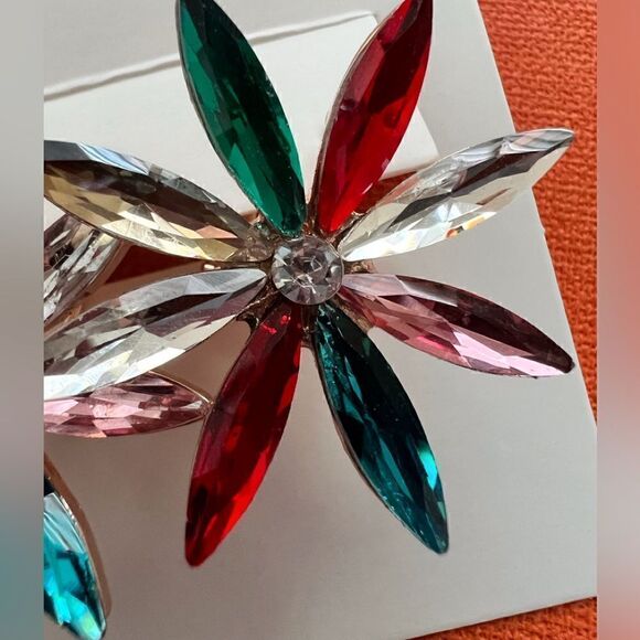 ♥️ Betsey Johnson sparkling multicolored crystal flower burst earrings ♥️ - Picture 5 of 5